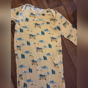 Yellow Surfer Print Bamboo Tie Onsie